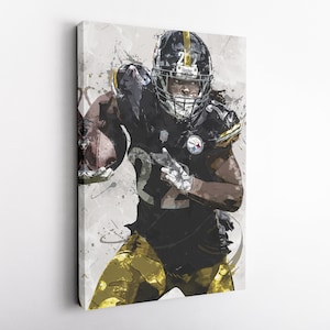 Najee Harris Poster, Pittsburgh Steelers - Canvas Print, Framed Poster, Kids Decor, Man Cave Gift, Wall Art Decor, Canvas Wrap