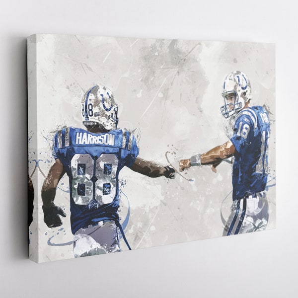 Peyton Manning Marvin Harrison Poster, Indianapolis Colts, Canvas Print, Framed Poster, Kids Decor, Man Cave Gift, Wall Art Decor