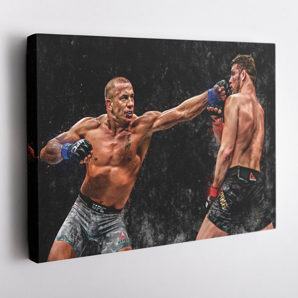 Georges St-Pierre vs. Michael Bisping Poster UFC Hand Made Posters Canvas Print Wall Art Man Cave Gift Home Decor