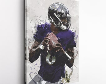 Lamar Jackson Poster, Baltimore Ravens - Canvas Print, Framed Poster, Kids Decor, Man Cave Gift, Wall Art Decor, Canvas Wrap