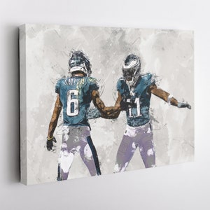 A. J. Brown DeVonta Smith Poster, Philadelphia Eagles, Canvas Print, Framed Poster, Kids Decor, Man Cave Gift, Wall Art Decor, Canvas Wrap