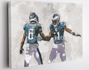 A. J. Brown DeVonta Smith Poster, Philadelphia Eagles, Canvas Print, Framed Poster, Kids Decor, Man Cave Gift, Wall Art Decor, Canvas Wrap