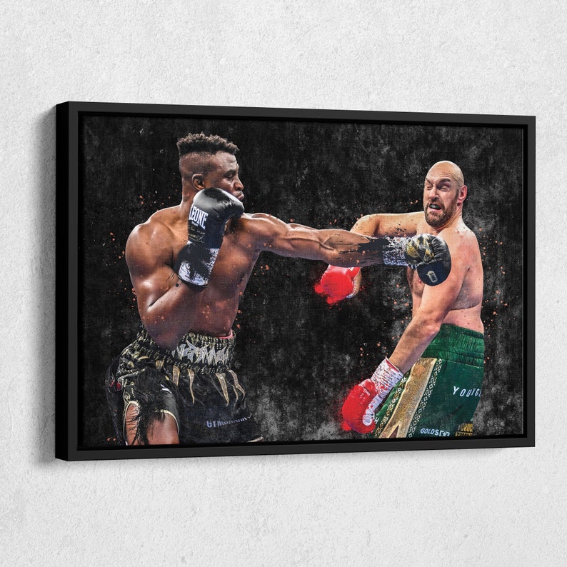 Tyson Fury Vs Francis Ngannou Poster Boxing Hand Made Posters Canvas