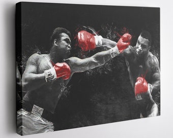 Mike Tyson vs Muhammad Ali affiche boxe peinture affiches faites à la main toile impression art mural maison homme des cavernes cadeau déco