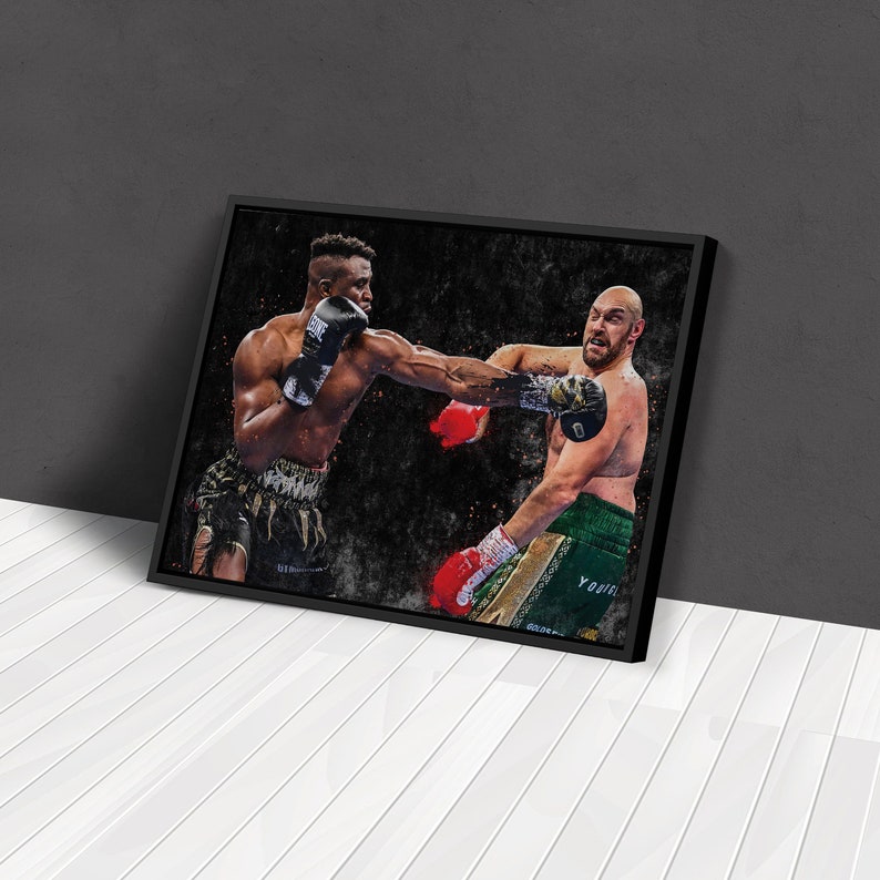 Tyson Fury Vs Francis Ngannou Poster Boxing Hand Made Posters Canvas