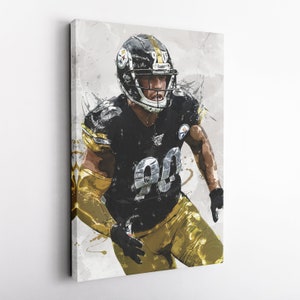 T. J. Watt Poster, Pittsburgh Steelers - Canvas Print, Framed Poster, Kids Decor, Man Cave Gift, Wall Art Decor, Canvas Wrap
