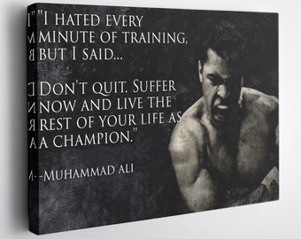 Affiche de Muhammad Ali, citation de boxe, affiches faites à la main, impression sur toile, art mural, décoration d'intérieur