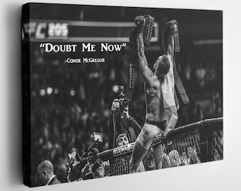 Affiche avec citation de Conor McGregor - Arts martiaux mixtes - Impression sur toile, faite main - Décoration murale