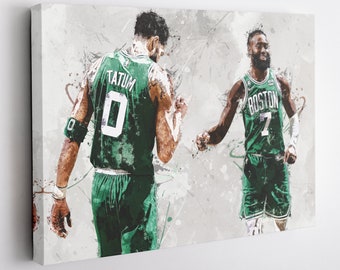 Jayson Tatum Jaylen Brown Poster, Boston Celtics, Canvas Print, Framed Poster, Kids Decor, Man Cave Gift, Wall Art Decor, Canvas Wrap