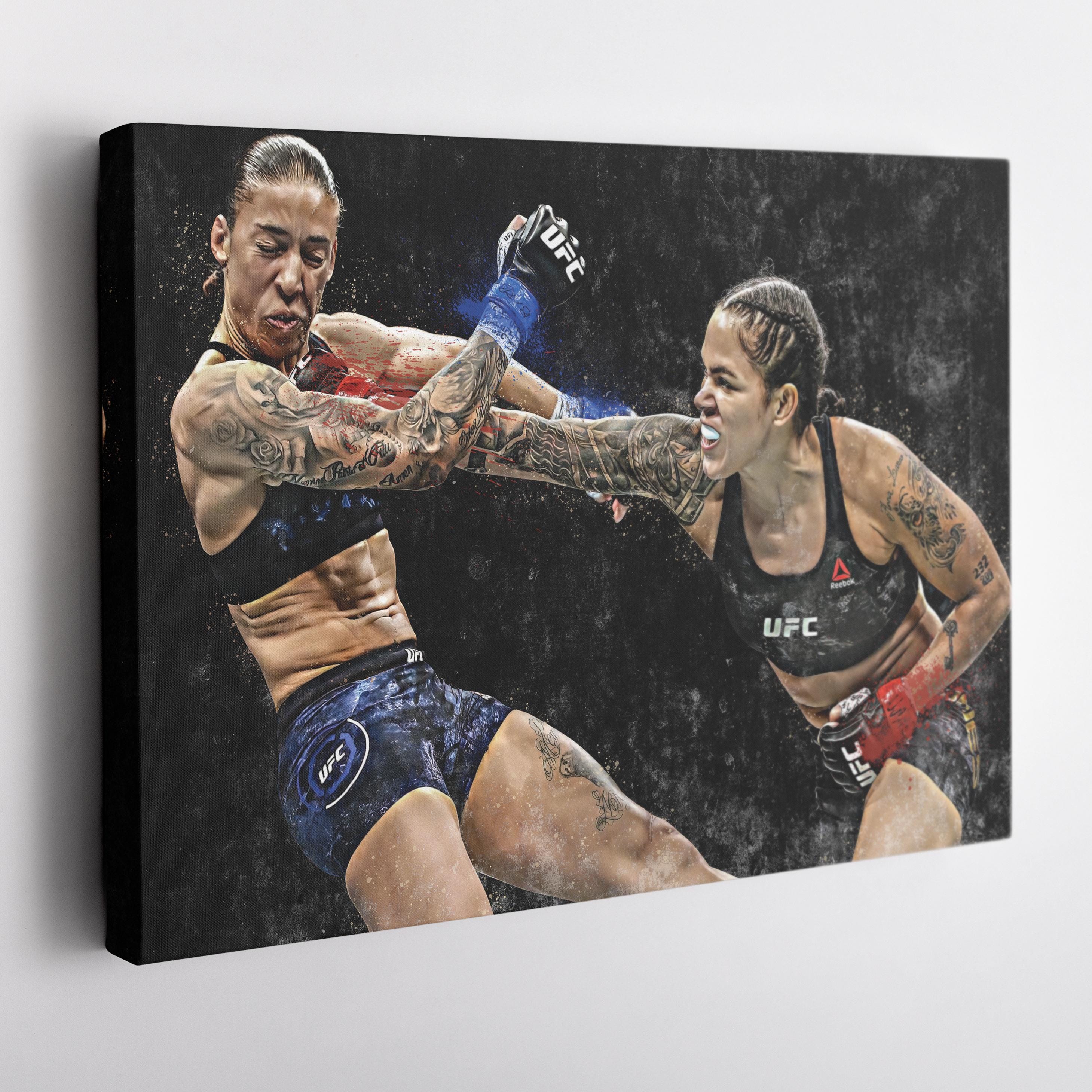 Amanda Nunes vs. Germaine de Randamie Canvas Print - UFC Women's Bantamweight Fight Wall Art, MMA Decor for Home & Man Cave, Framed Poster