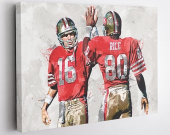 Joe Montana Jerry Rice Poster, San Francisco 49ers, Canvas Print, Framed Poster, Kids Decor, Man Cave Gift, Wall Art Decor, Canvas Wrap