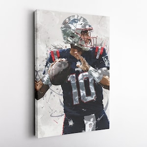 Mac Jones Poster, New England Patriots - Canvas Print, Framed Poster, Kids Decor, Man Cave Gift, Wall Art Decor, Canvas Wrap