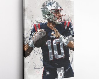 Mac Jones Poster, New England Patriots - Canvas Print, Framed Poster, Kids Decor, Man Cave Gift, Wall Art Decor, Canvas Wrap