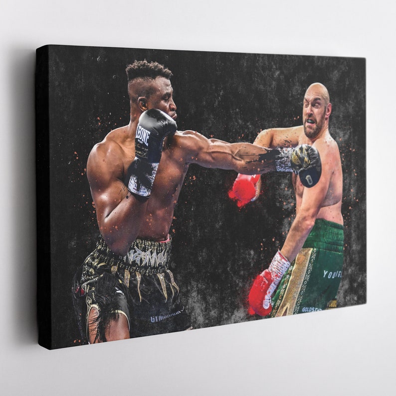 Tyson Fury Vs Francis Ngannou Poster Boxing Hand Made Posters Canvas