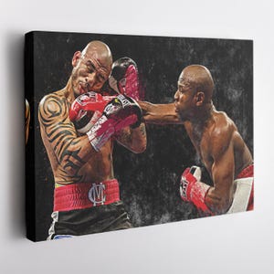 Floyd Mayweather vs. Miguel Cotto Canvas Print - The Super Welterweight Fight Wall Art, Boxing Decor for Home & Man Cave, Framed Poster