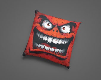 Creepy But Cuddly Red Monster Cushion CoziCrits Spooky Cute Plush Pillow Cartoon Monster Decor Soft Throw Pillow Gift for Kids & Adults