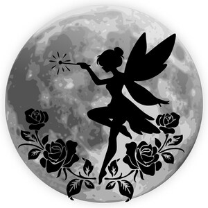 Rose Moon Fairy Poster, Digital Art Print, Fantasy Art, Fairy Wall Art, Downloadable Wall Art, Moon Art, Square Art