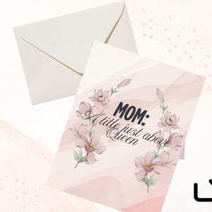 Cartão de Dia das Mães Mãe: Um Título Logo Acima da Rainha Cartão Engraçado e Elegante para Imprimir