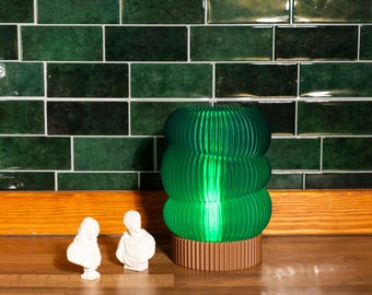 Grüne Tischlampe: Moderne Beleuchtung, warmes Ambient Schreibtisch Licht