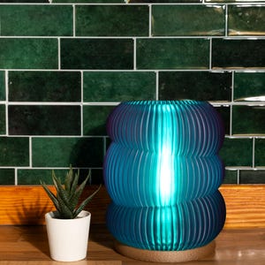 Table Lamp, Dimmable Modern Lamp, Wavy Lamp, Dimmable Table Lamp, Ambient Lighting, Cozy Table Lamp, Bedside Night Light, Blue Lamp