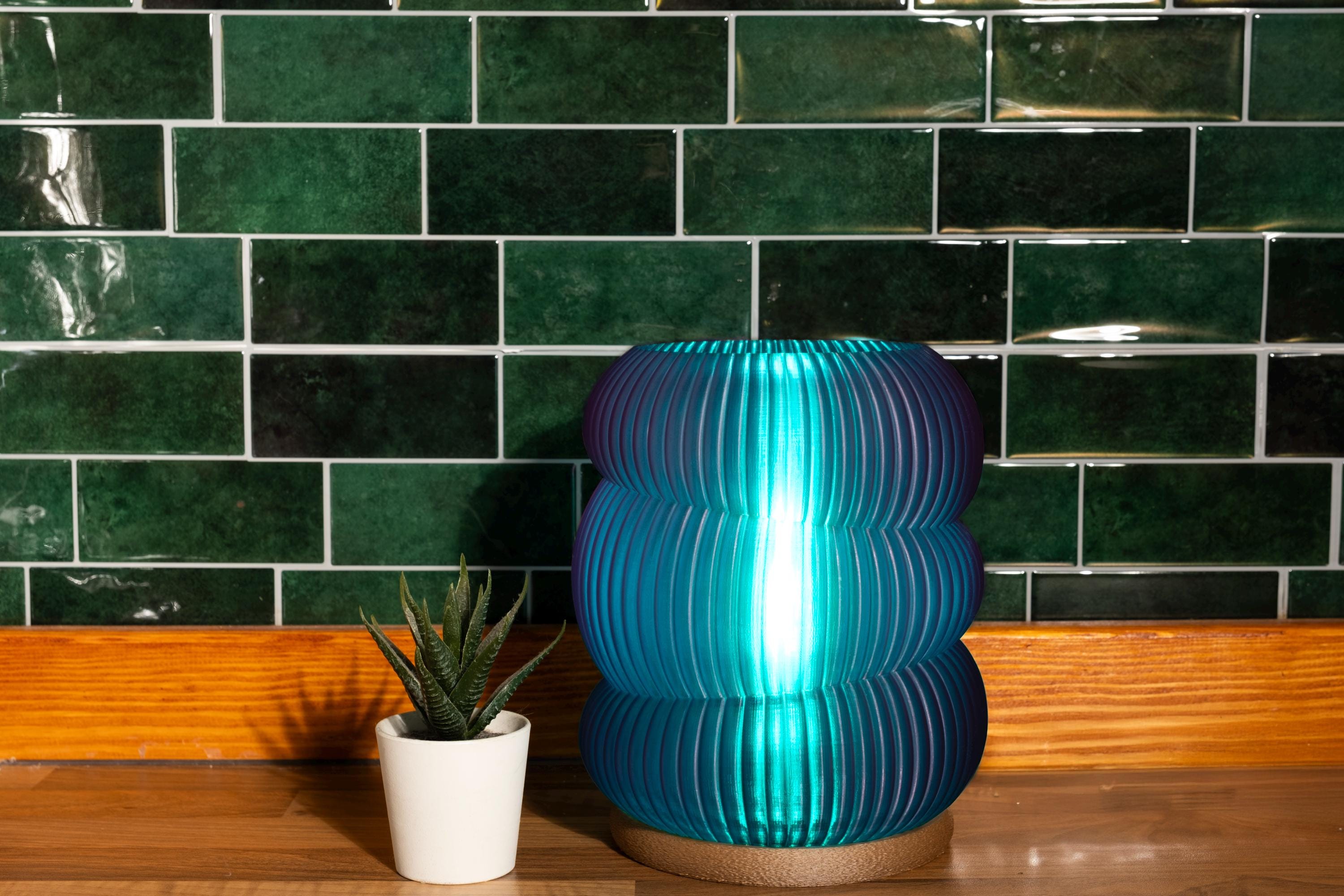Table Lamp, Dimmable Modern Lamp, Wavy Lamp, Dimmable Table Lamp, Ambient Lighting, Cozy Table Lamp, Bedside Night Light, Blue Lamp