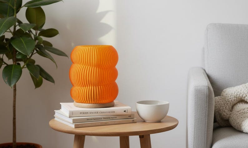 Lámpara de mesa naranja: iluminación ambiental regulable, luces cálidas para el hogar y la oficina modernos.
