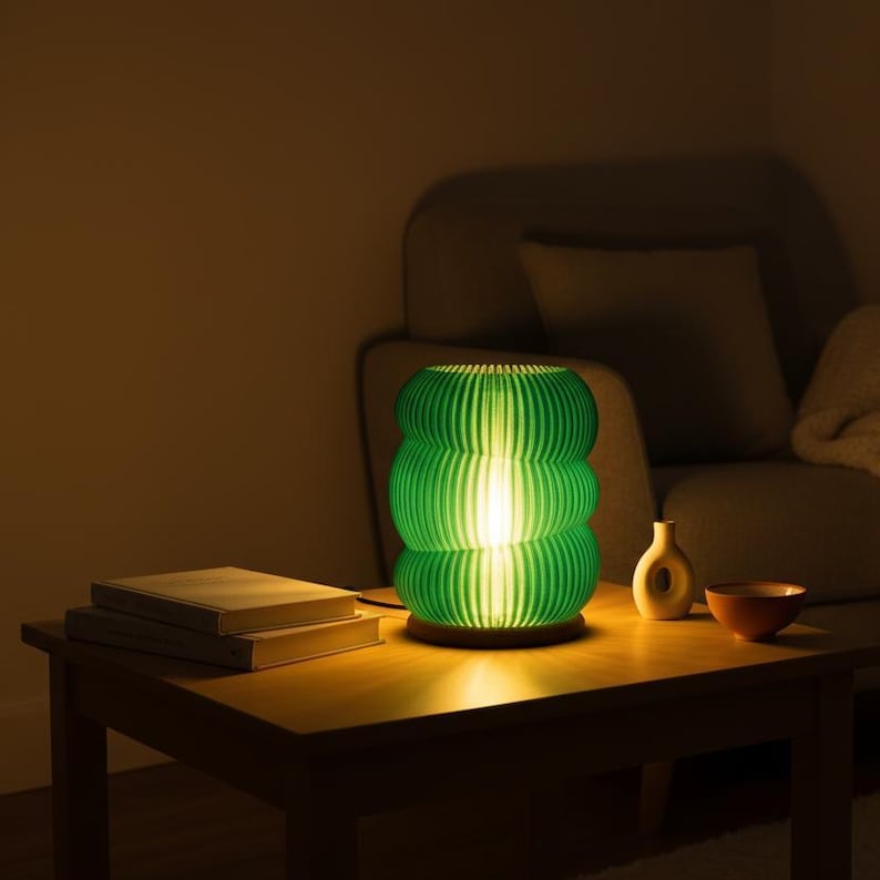 Lámpara de mesa verde: luz ambiental de escritorio, iluminación decorativa moderna