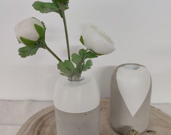 Moderne Beton Vase * Concrete Vase * grau weiß * wasserdicht *