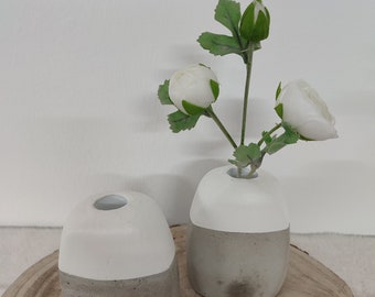 Moderne Beton Vase * Concrete Vase * grau weiß * wasserdicht *