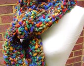 Multi Color Hand Knit Scarf Supersoft Merino Wool