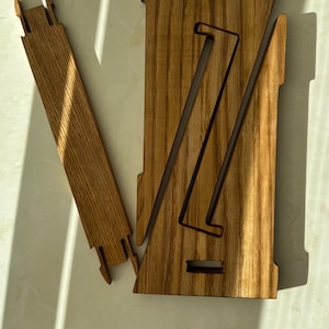 Handcrafted Ash Wood Laptop Stand: Ergonomic Portable Desk Accessory