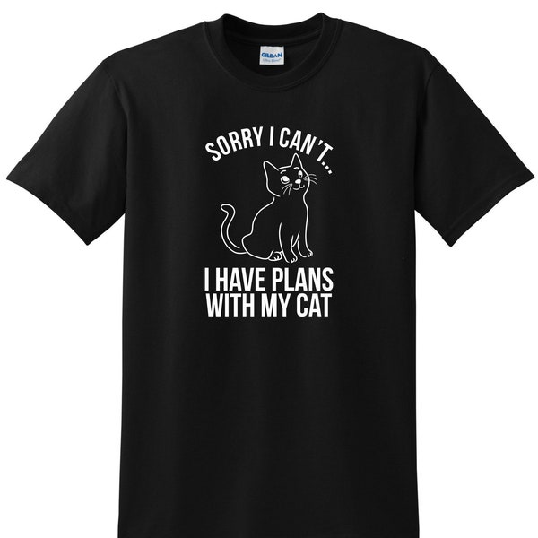 STATEMENT COTTON T-SHIRT - Plans With My Cat T-Shirt, urbane Grafik-T-Shirts, Baumwoll-T-Shirts, grafische T-Shirts, trendige Western-Shirts für Geschenke