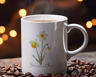 CUSTOM Birth Month Flower Coffee Cup | Personalized Coffee Mug | Mother's Day Gift | Birthday Gift | Teacher Appreciation Gift | Coffee Gift