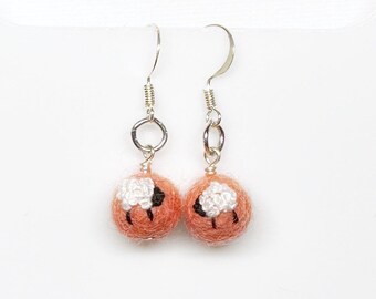 Earrings - Sheep (coral)