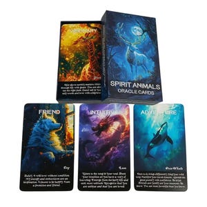 Spirit Animal Oracle Deck, 52-cards, inspirational messages, self-healing, intuition, and self growth