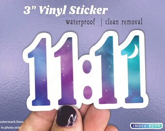 11:11 Vinyl Sticker, Angel Number Phone Case Sticker, Metaphysical Laptop Sticker, Decal Car Sticker, Cosmic Universe Water Bottle Sticker