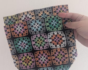 Black Granny Square Projec Bag