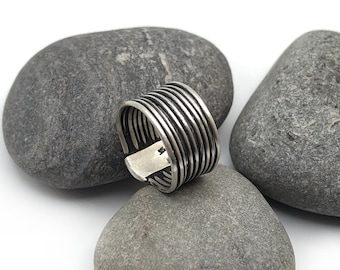 Multi Band Wire Wrapped Wrap Around Sterling Silver Ring Wrap