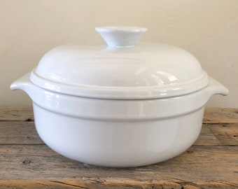 Emile Henry Stoneware Dutch Oven, Casserole Dish, With Lid, #84.20 White, Made In France