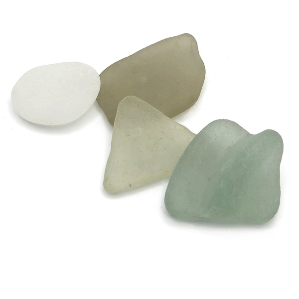 Authentic Sea Tumbled Large Seaglass Frosty Pieces Beach Glass Jewelry Quality Aqua Grey Colorless