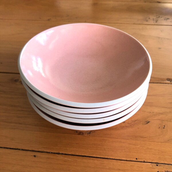 Sasaki Colorstone Coral Pink Glossy Coupe Soup Bowls Vintage Massimo Vignelli Japan Modern Priced Individually
