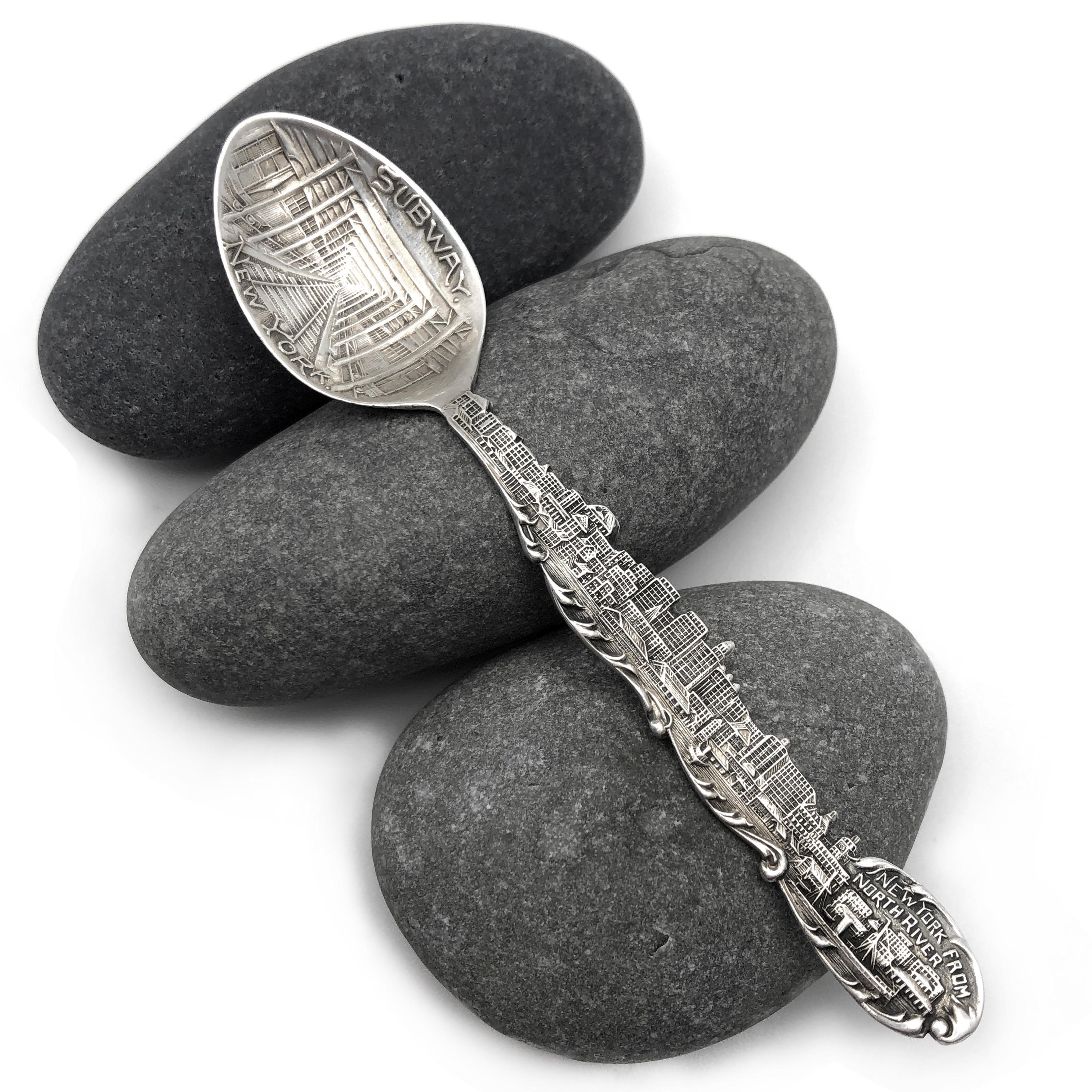 Antique New York Subway City Skyline Spoon Sterling Silver Paye & Baker Ehrlich's