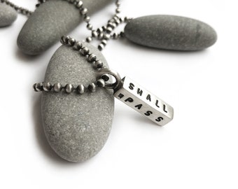 This Too Shall Pass Sterling Silver Stamped Square Bar Charm Pendant Necklace Choose Your Chain Length