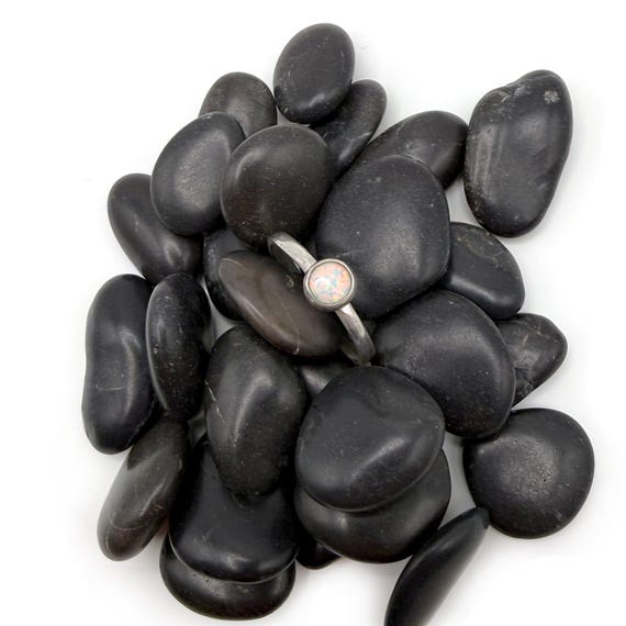 Opal Ring Bezel Setting Sterling Silver Solitaire… - image 2