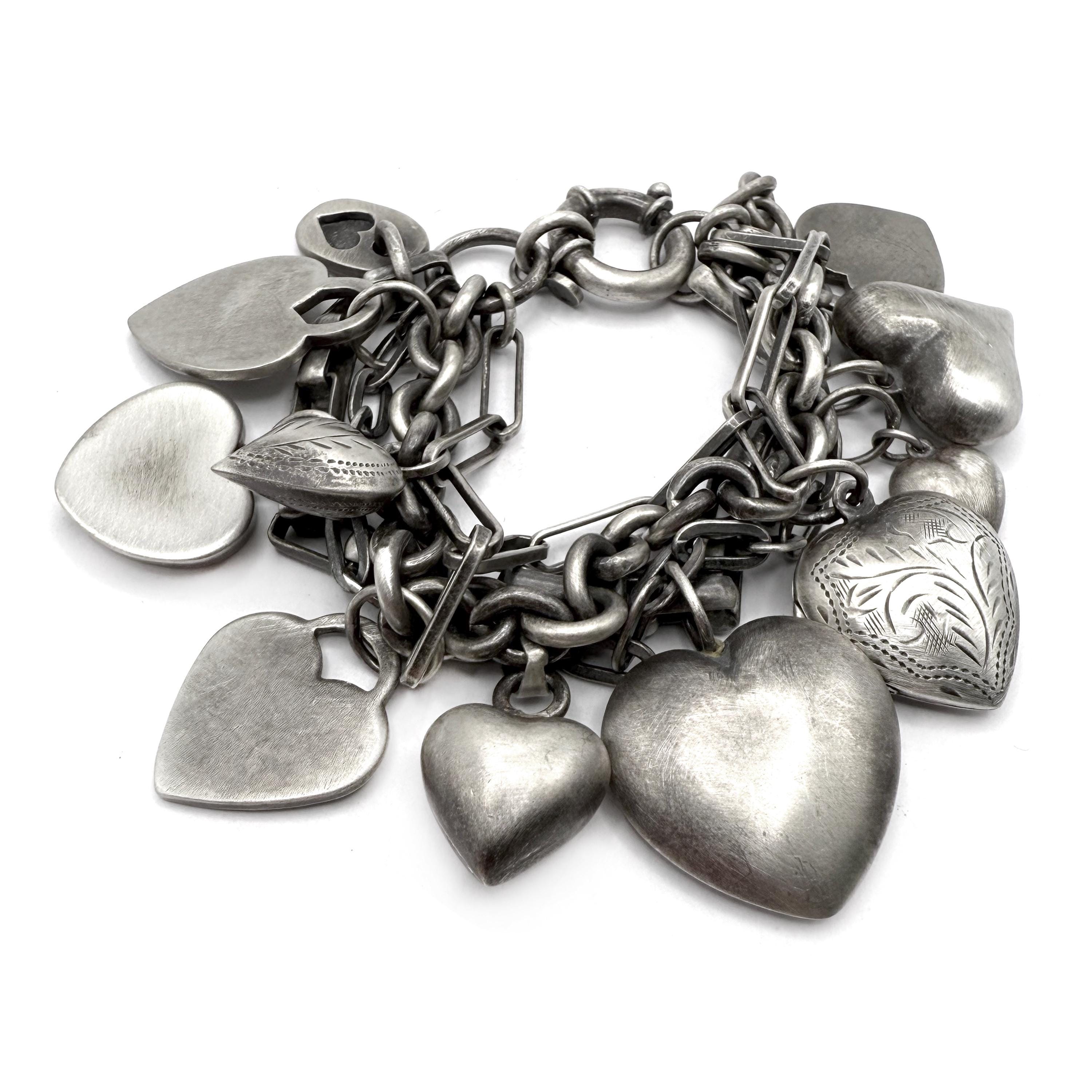Vintage Puffy Heart Bracelet - Etsy