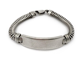 Vintage 1940s Solid Sterling Silver ID Bracelet Forstner FCC Snake Turbogas