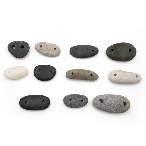 Drilled Lake Erie Natural Beach Stones Two Holes