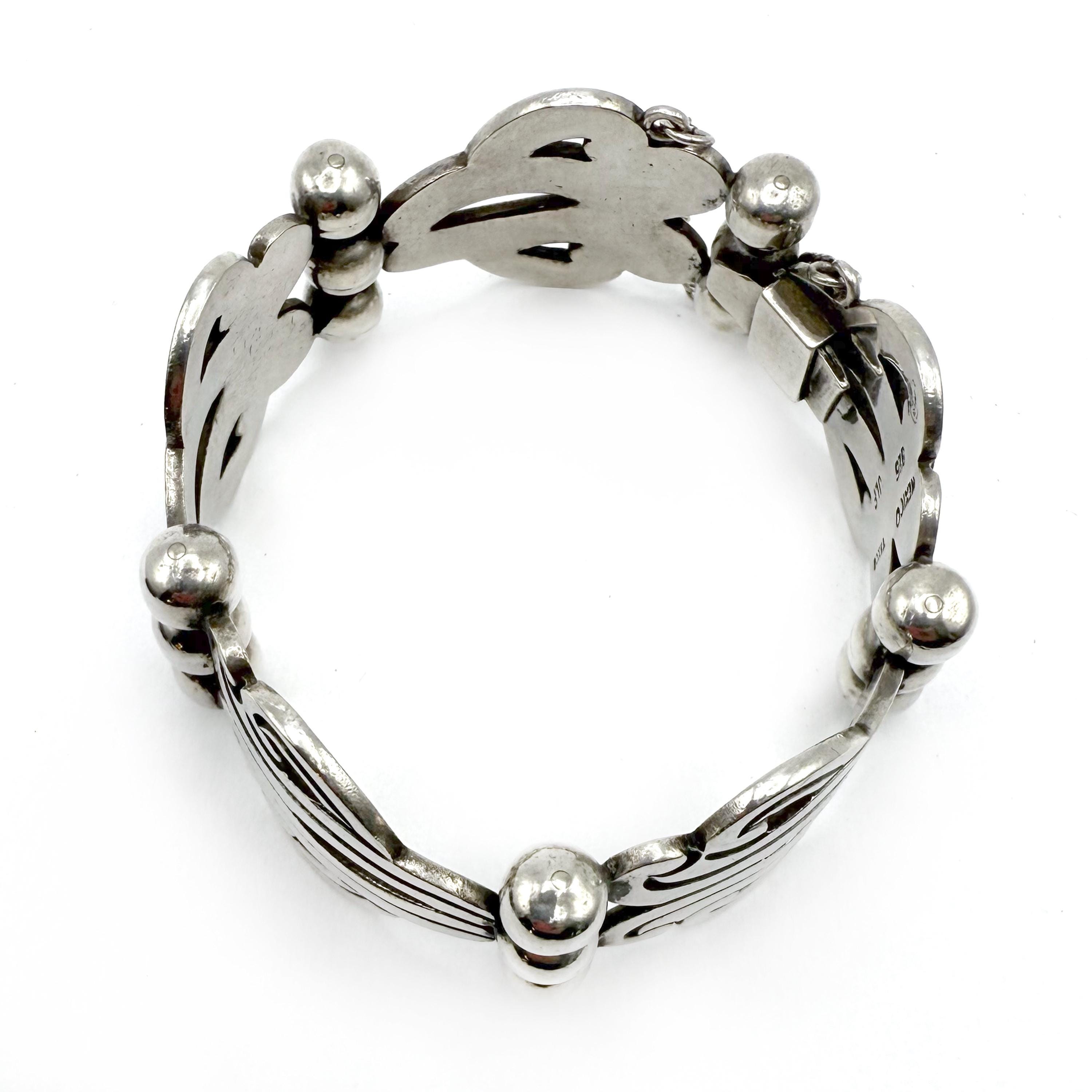 Bracelet En Argent Sterling 925 - Jose Luis Flores Taxco Mexique - Motif Années 1940 - Parfait état
