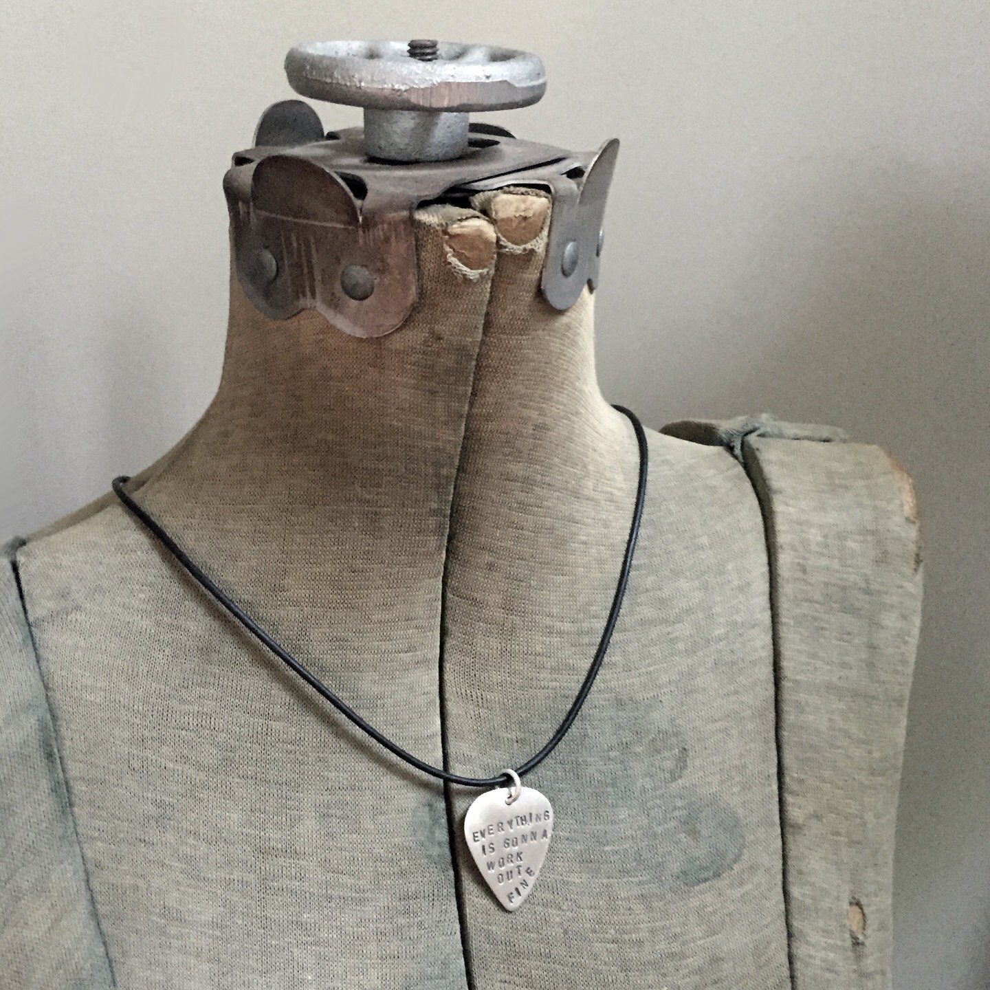 Sterling Silver Guitar Pick Necklace Custom Stamped Phrase