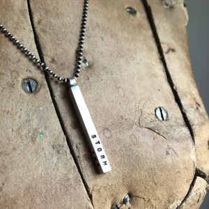 Two Inch I Am The Storm Sterling Silver Handmade Bar Pendant Charm No Chain image 4